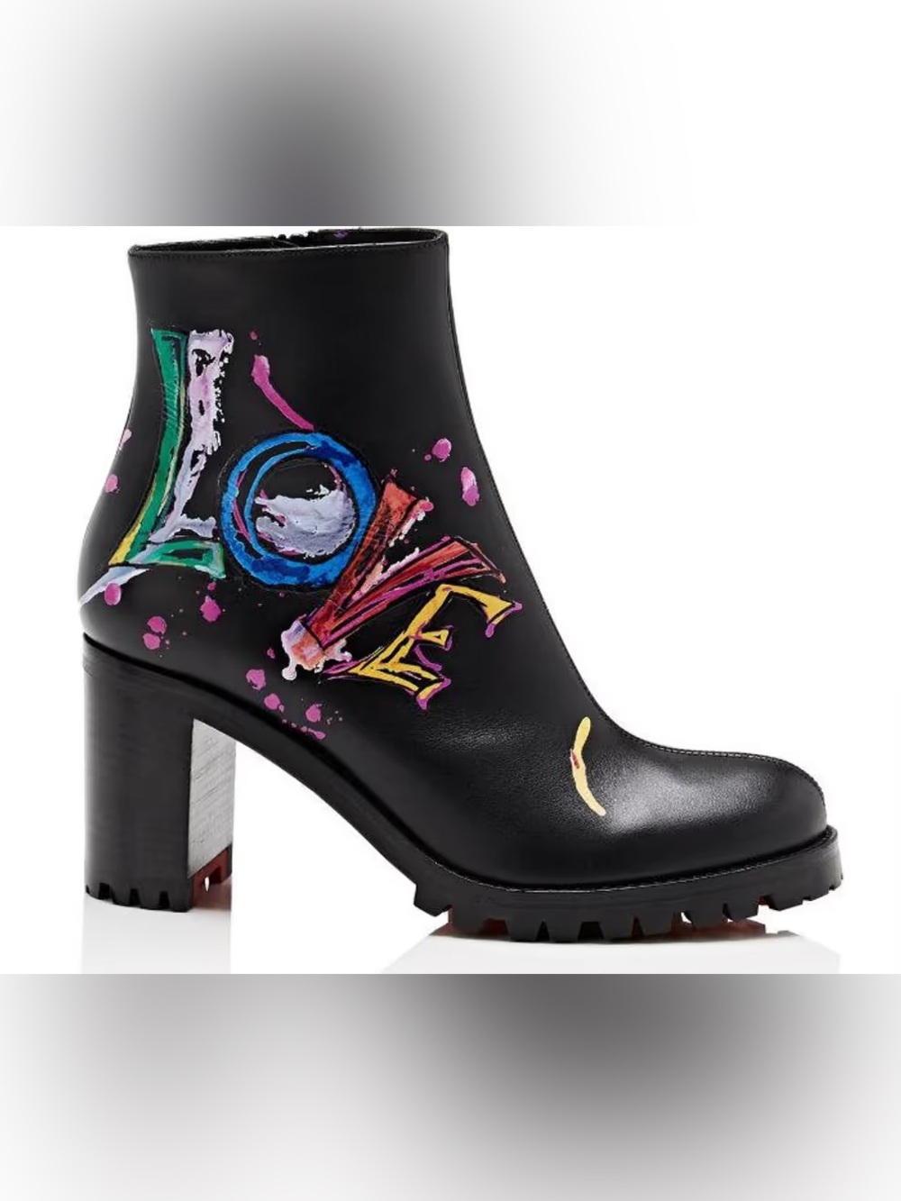 Christian Louboutin black graffiti love leather boots